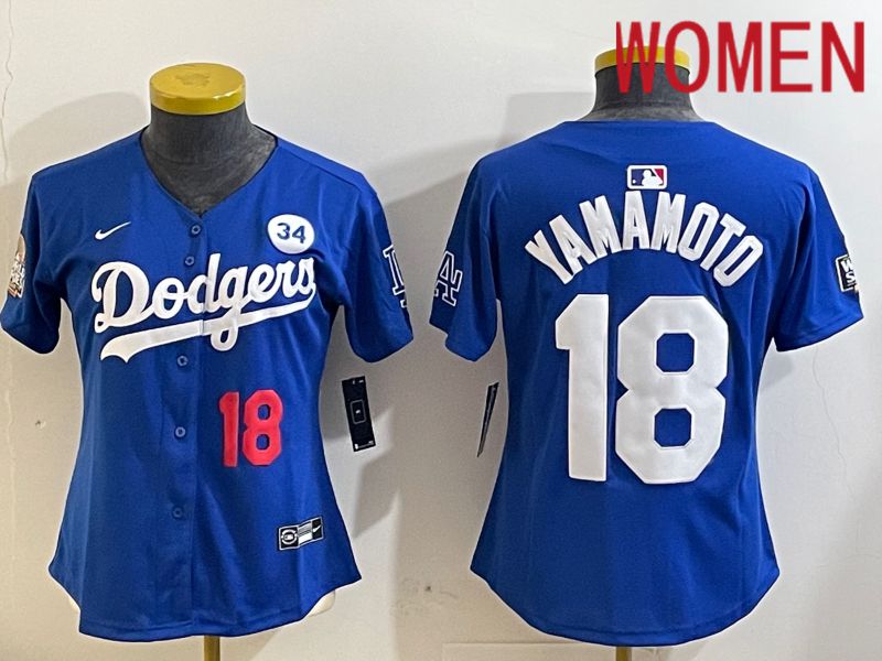 Women Los Angeles Dodgers #18 Yamamoto Blue Game 2024 Nike MLB Jersey style 11211